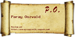 Paray Oszvald névjegykártya